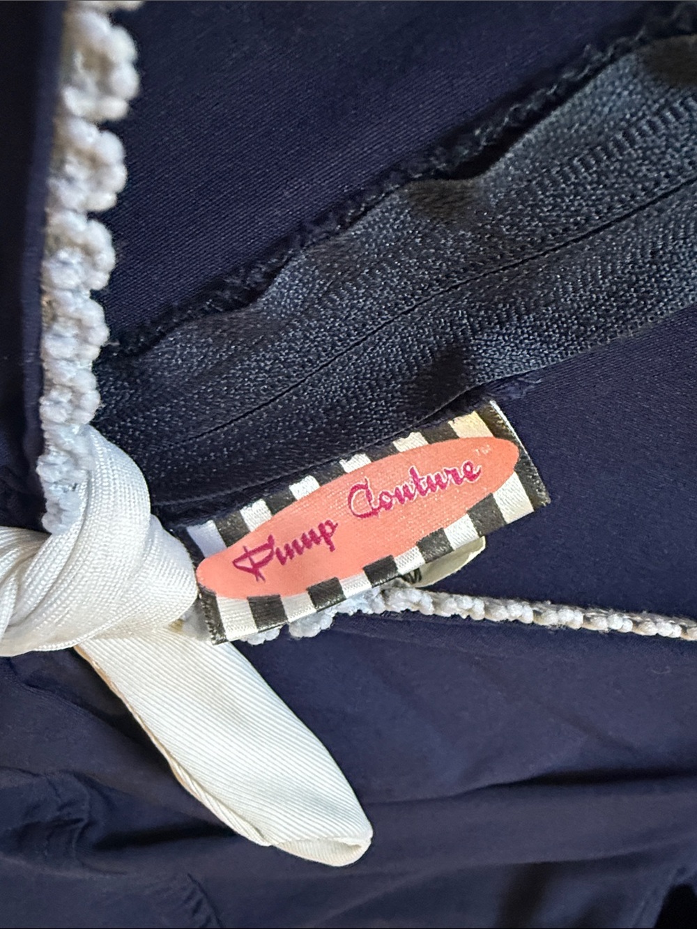 Pinup Couture Navy Midi Dress with Cream Bow Accent - Picture 2 of 3